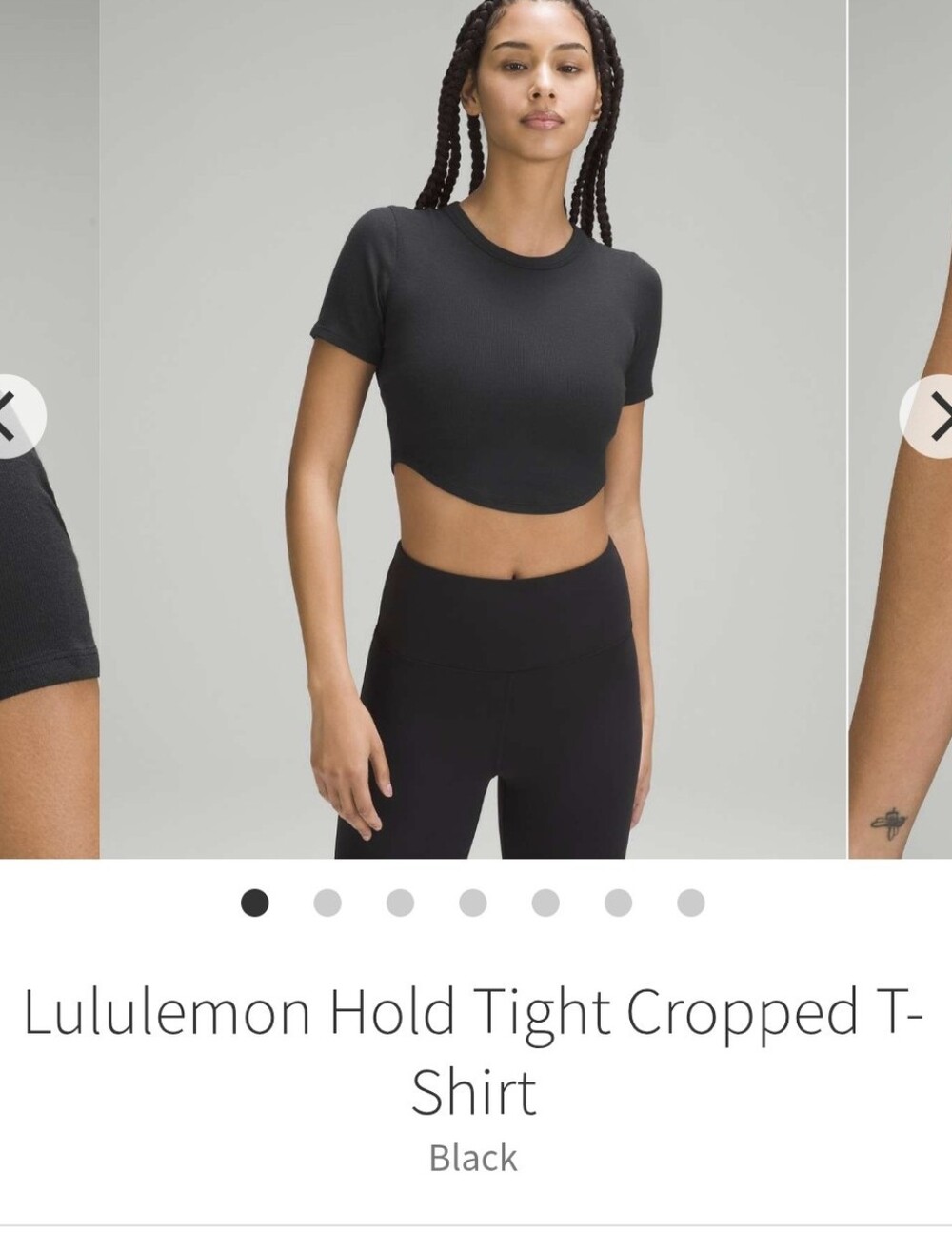 lululemon athletica Black Hold-Tight Cropped Tee Size 8